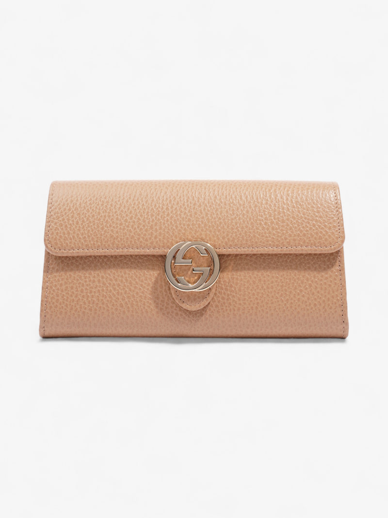  Gucci Interlocking G Continental Wallet Beige Calfskin Leather