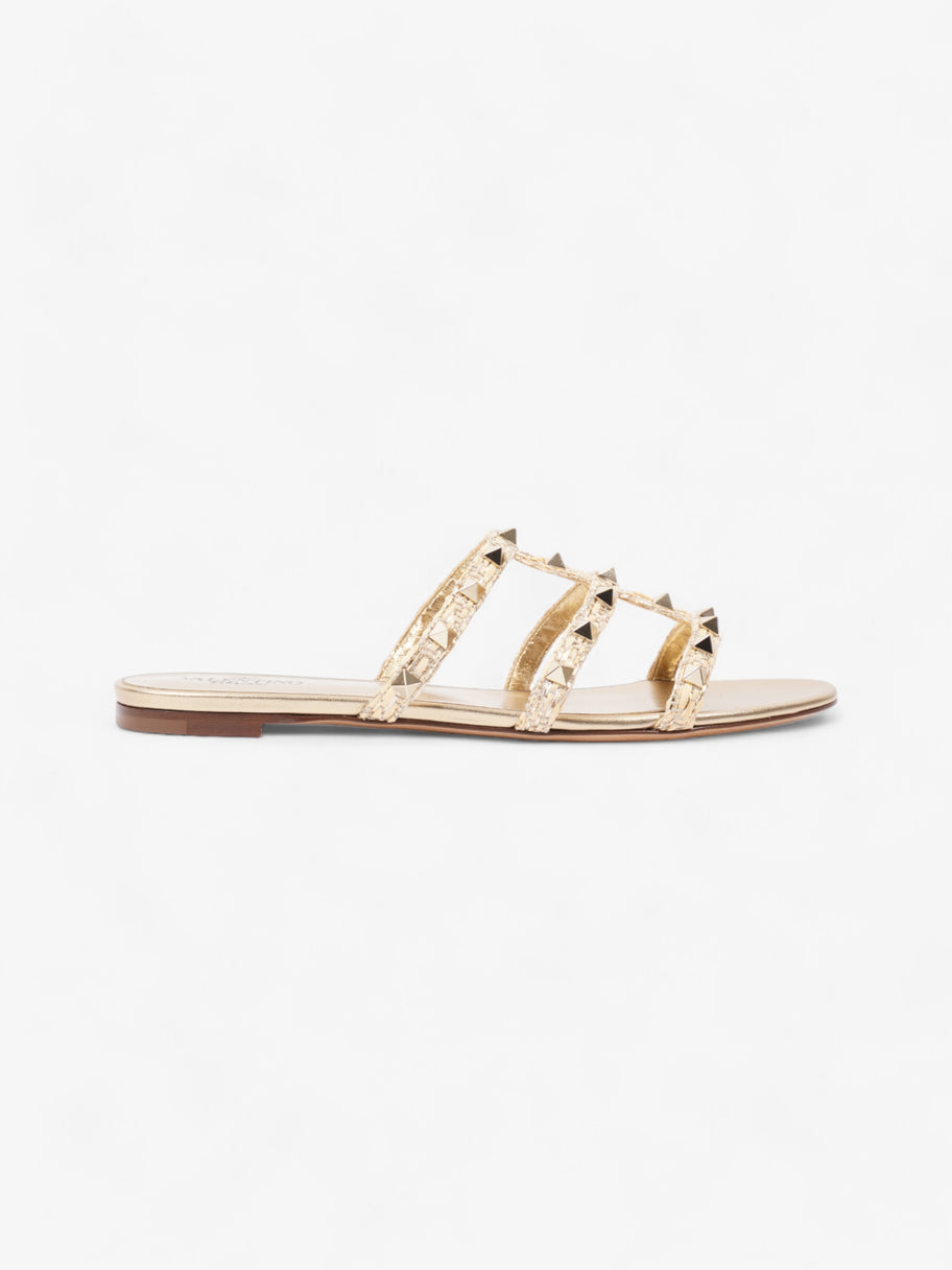 Valentino Rockstud Slides Gold Wicker EU 40 UK 7 Image 1