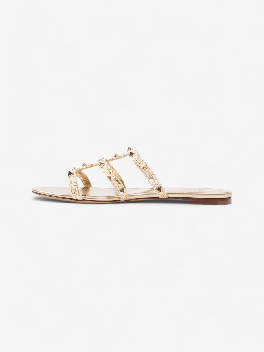 Valentino Rockstud Slides Gold Wicker EU 40 UK 7 Image 3