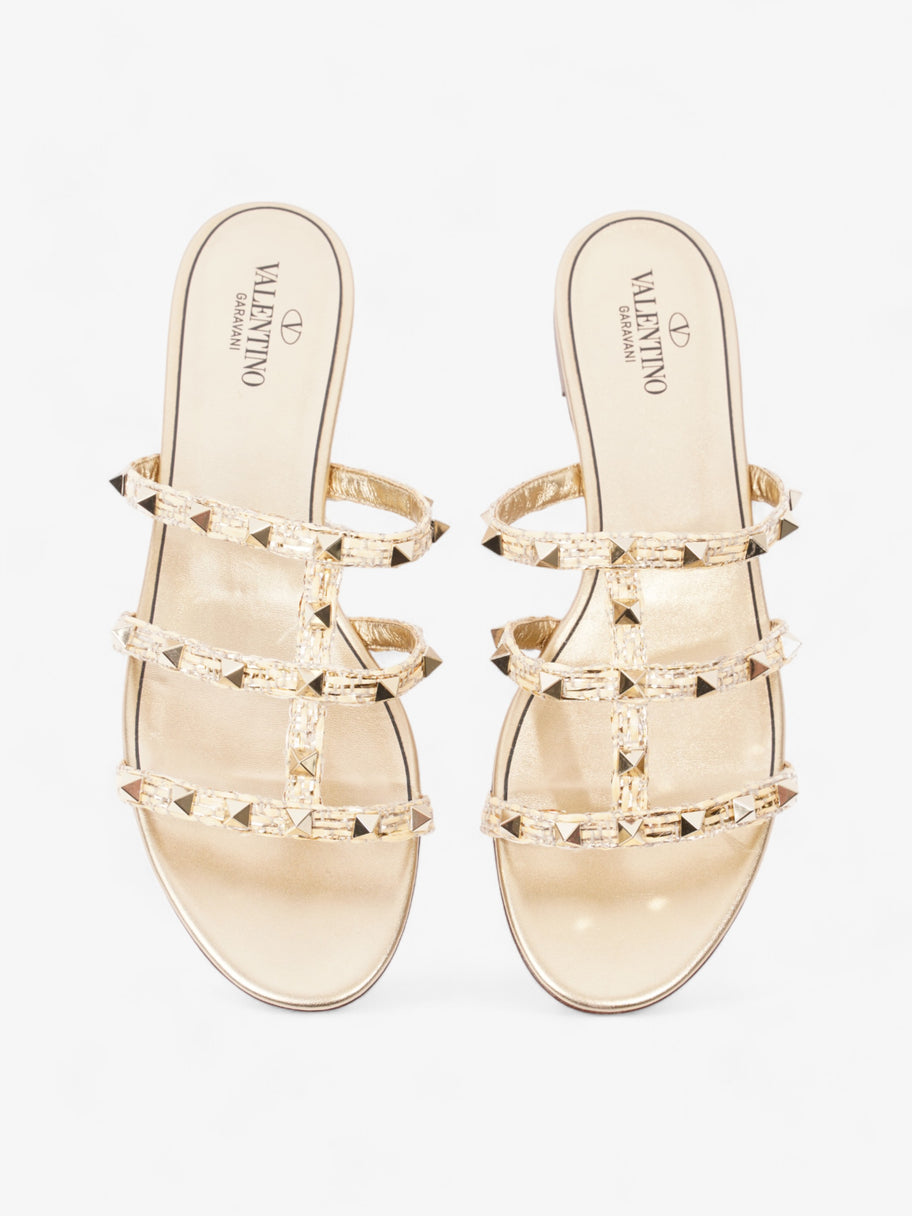 Valentino Rockstud Slides Gold Wicker EU 40 UK 7 Image 8