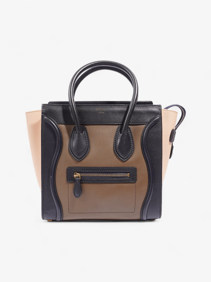  Celine Luggage Tote Black / Brown / Nude Calfskin Leather Micro