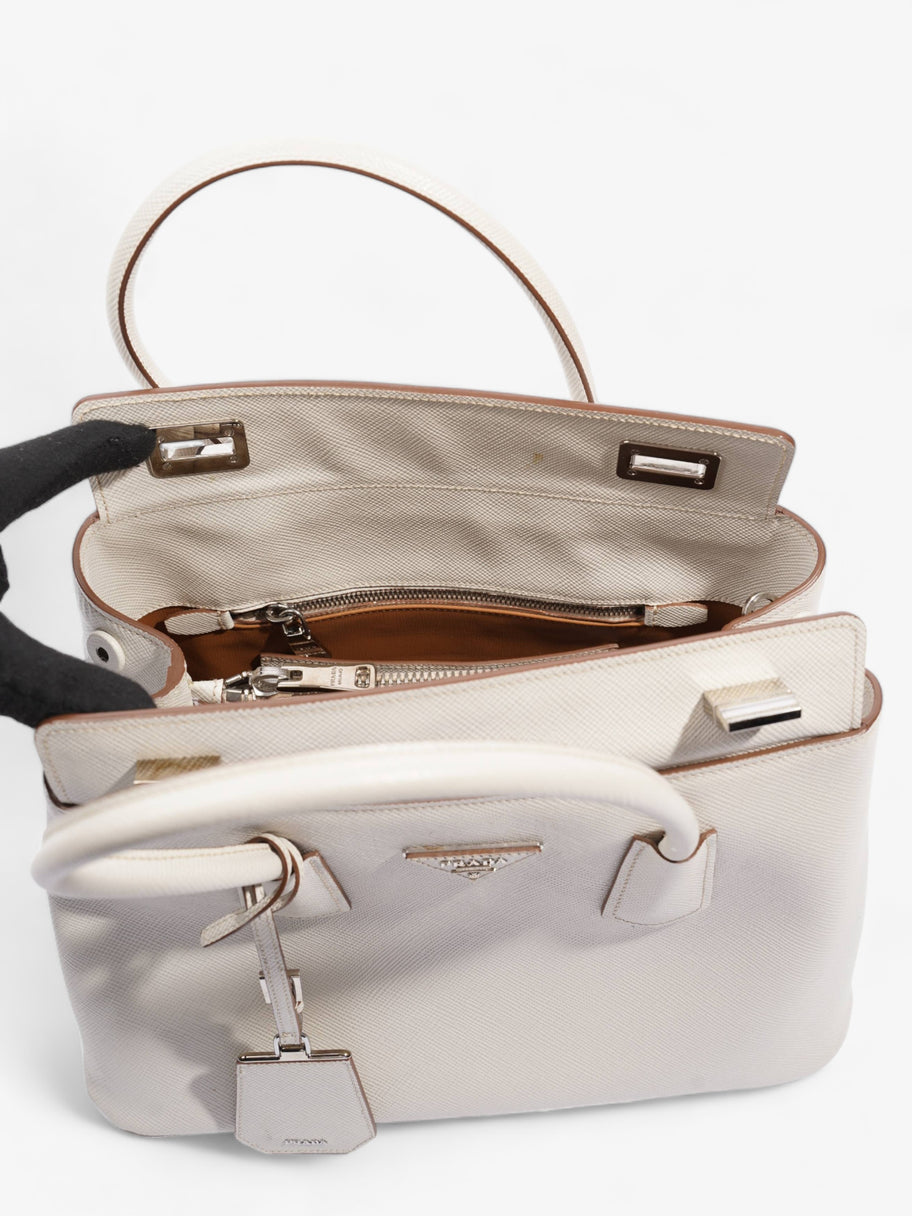 Turnlock Twin Tote Cream Saffiano Leather Image 8