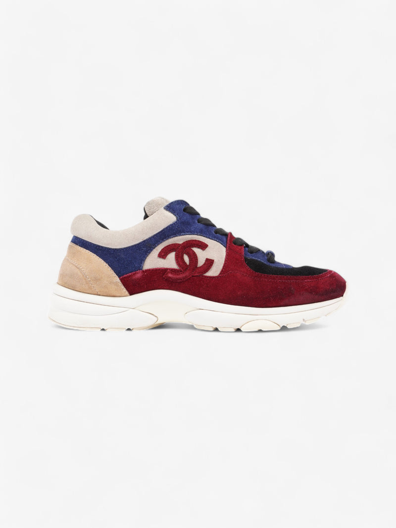  Chanel CC Logo Sneakers Maroon  / Black / Beige Suede EU 41.5 UK 8.5