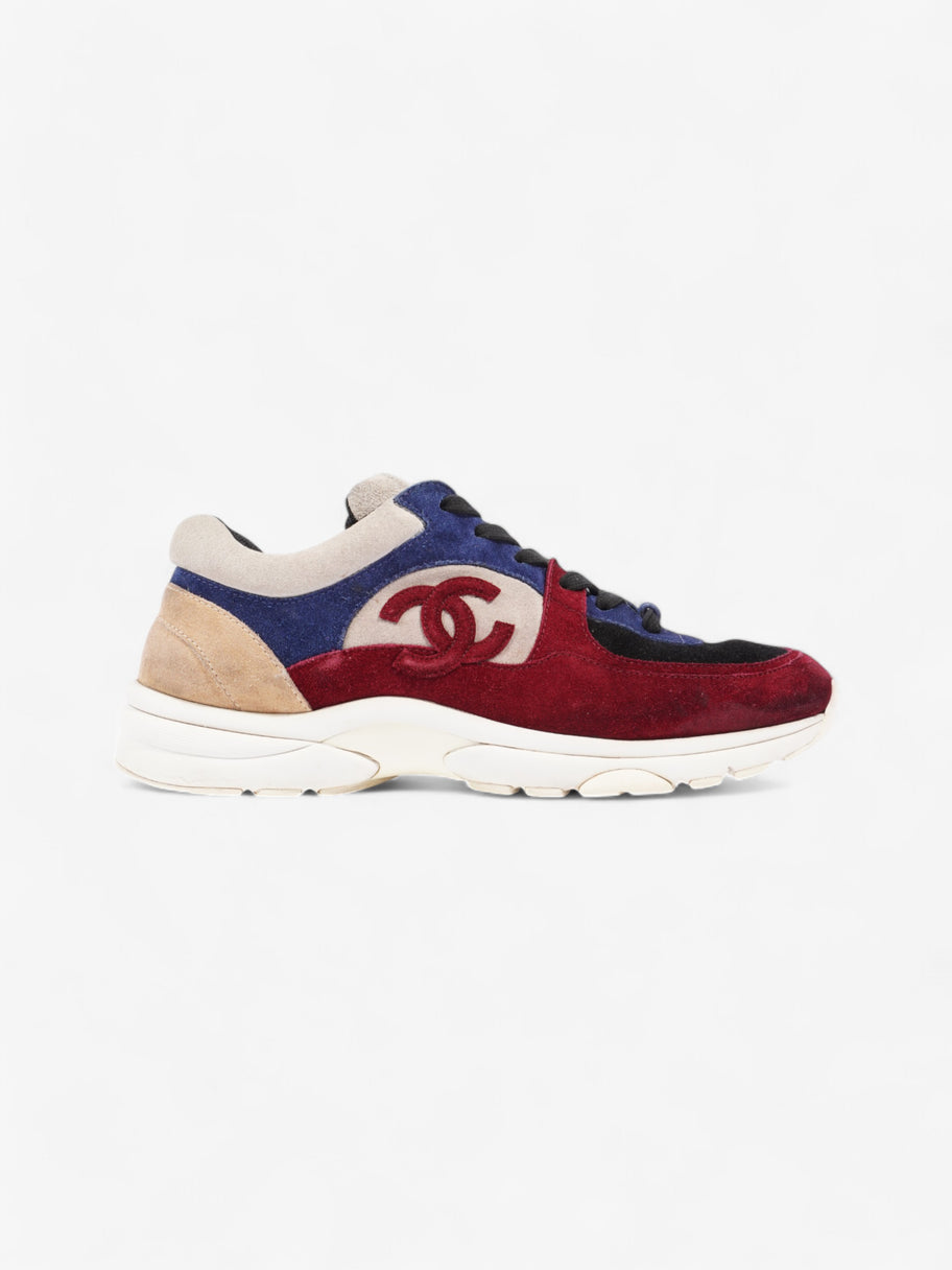 Chanel CC Logo Sneakers Maroon  / Black / Beige Suede EU 41.5 UK 8.5 Image 1