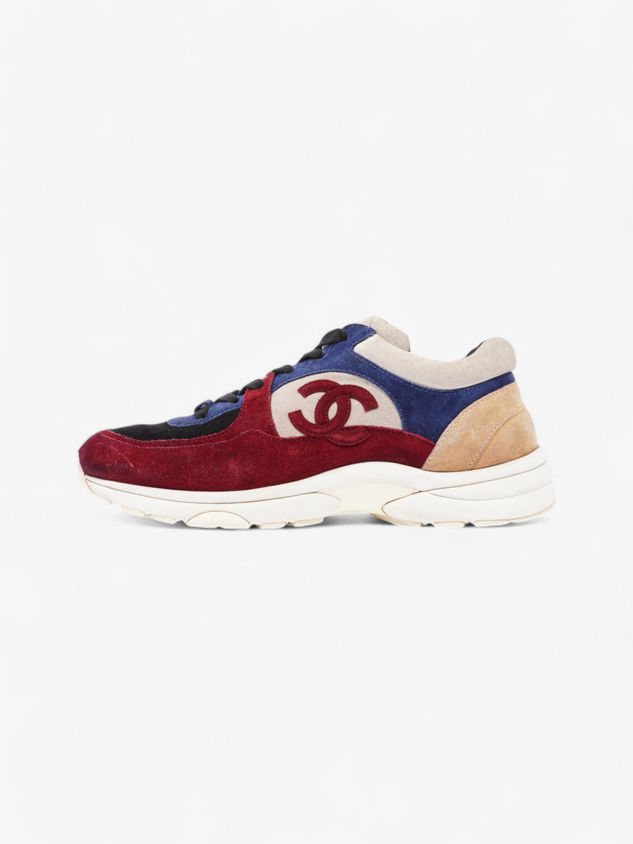 Chanel CC Logo Sneakers Maroon  / Black / Beige Suede EU 41.5 UK 8.5 Image 5