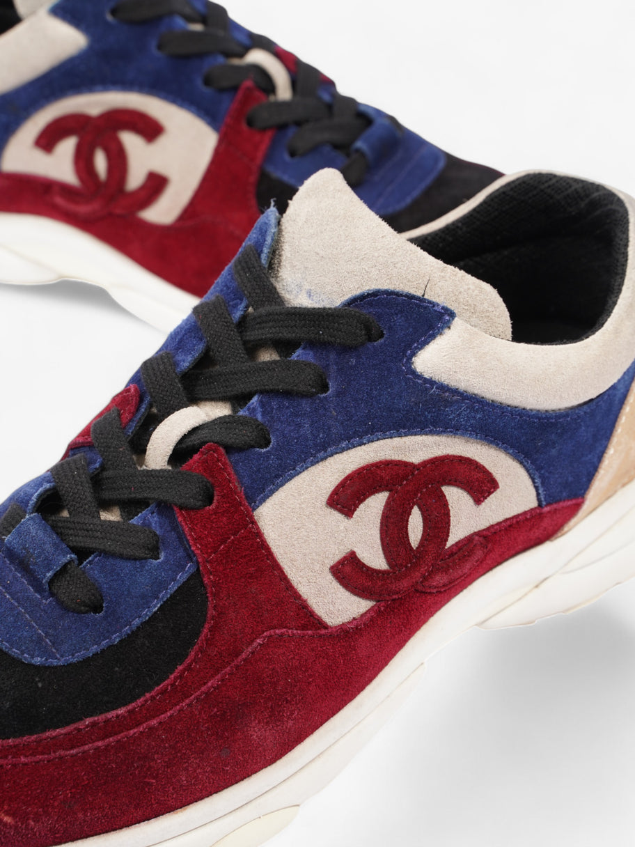 Chanel CC Logo Sneakers Maroon  / Black / Beige Suede EU 41.5 UK 8.5 Image 9