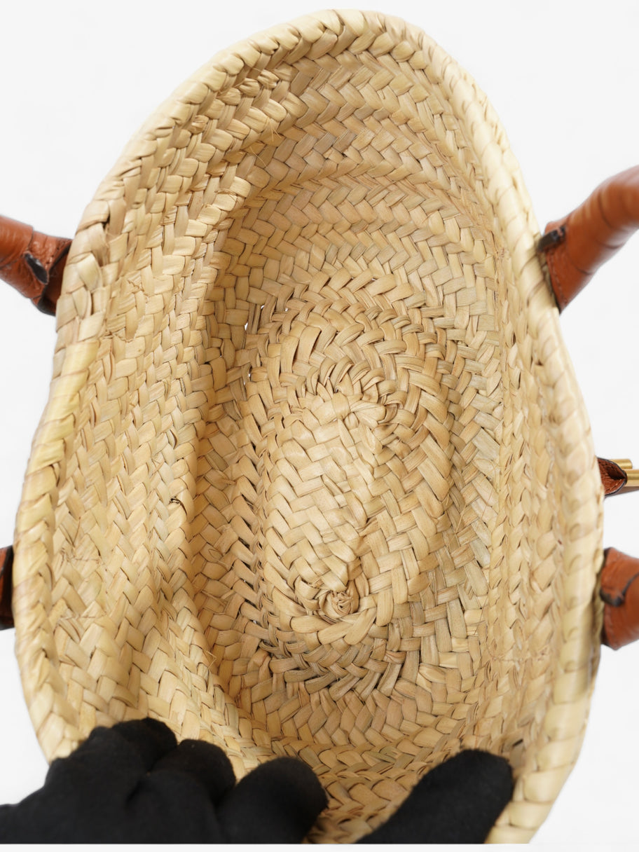 Chloe Marcie Basket Natural / Brown Leather Raffia Mini Image 7