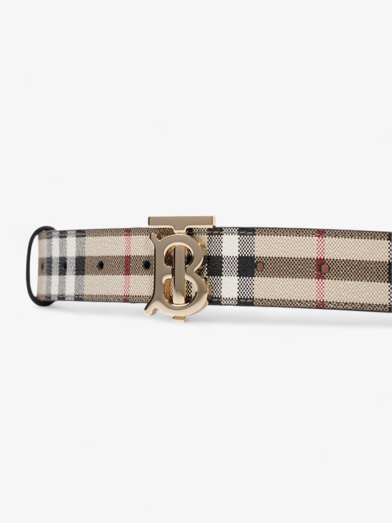  Burberry TB Belt Vintage Check / Light Gold Canvas Small - 87.5cm