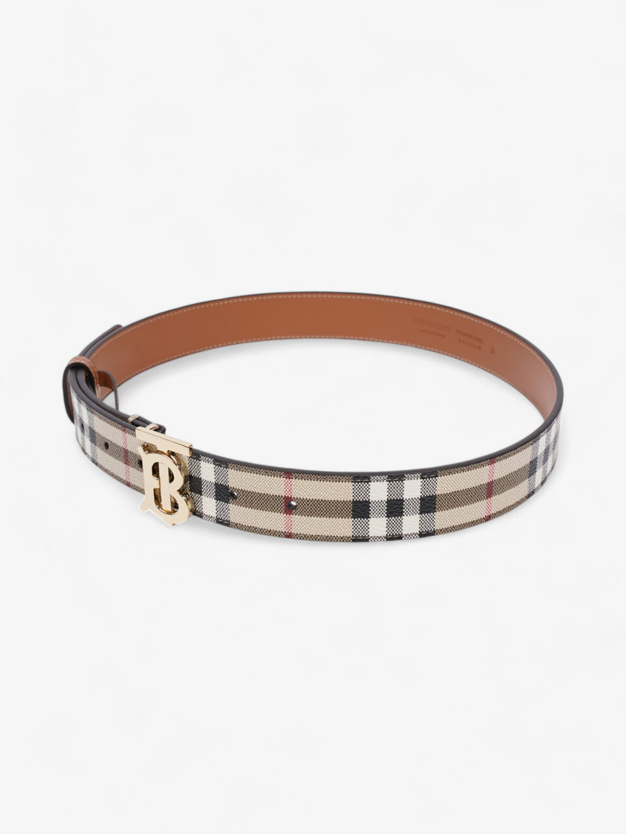 Burberry TB Belt Vintage Check / Light Gold Canvas Small - 87.5cm Image 3