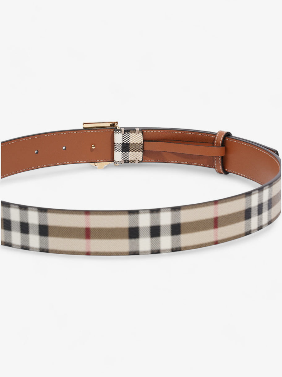 Burberry TB Belt Vintage Check / Light Gold Canvas Small - 87.5cm Image 7