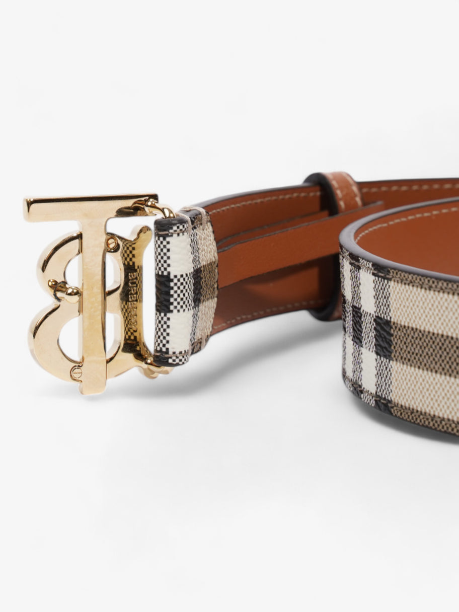 Burberry TB Belt Vintage Check / Light Gold Canvas Small - 87.5cm Image 8