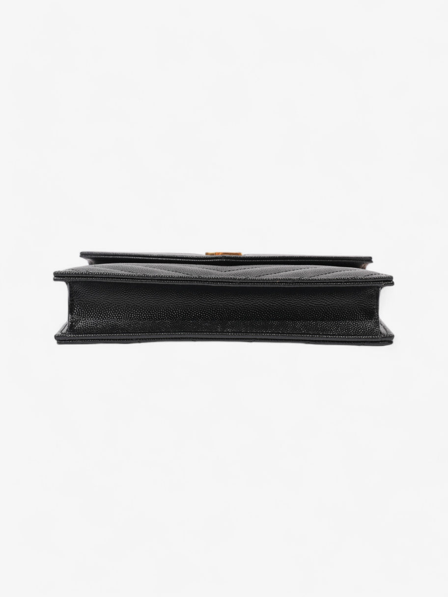 Saint Laurent Envelope Chain Wallet Black Grained Leather Image 6