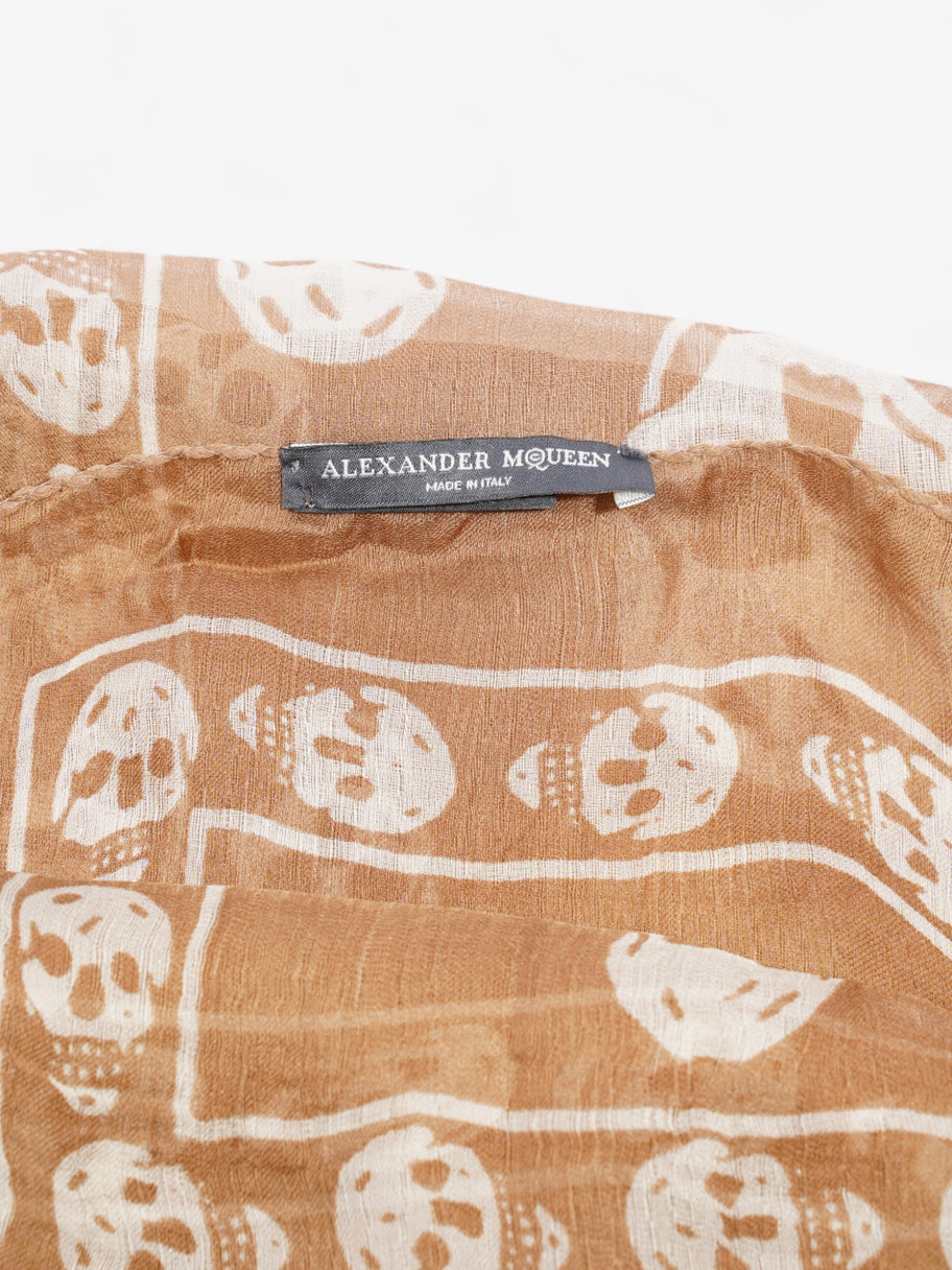 Alexander McQueen Skull Printed Scarf Beige / Ivory Silk Image 6