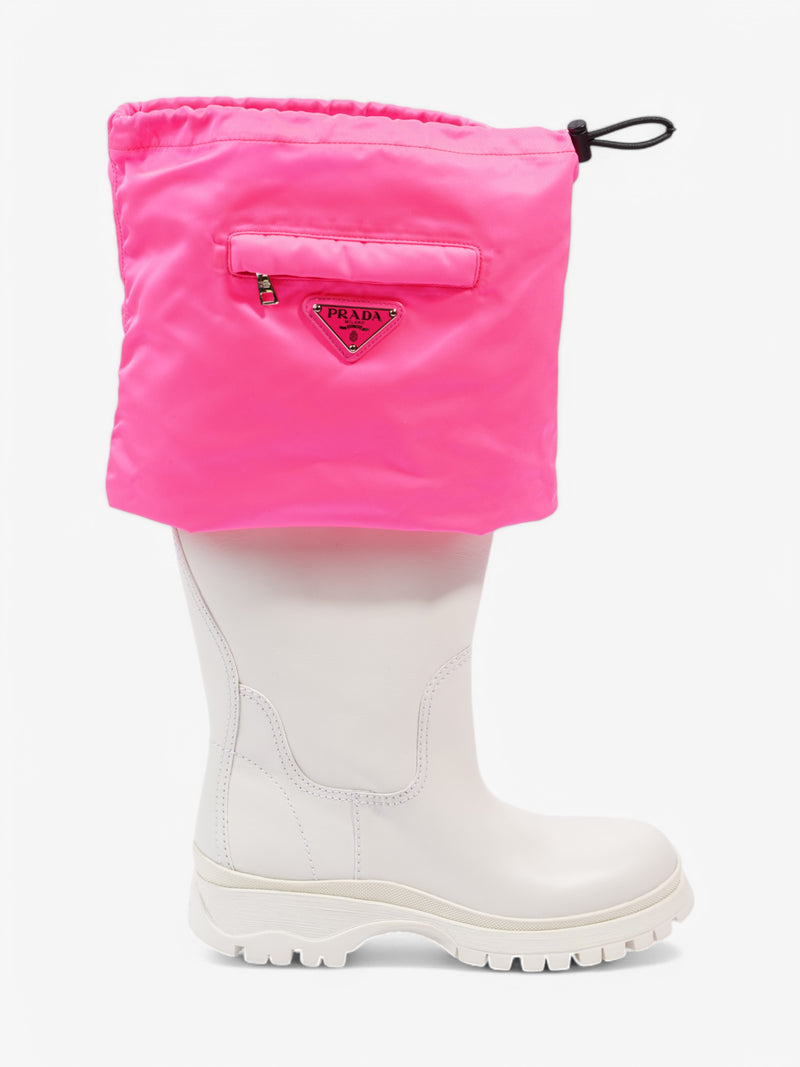  Prada Rain Boots White  / Pink Leather EU 39 UK 6