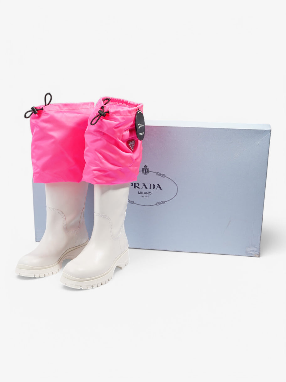 Prada Rain Boots White  / Pink Leather EU 39 UK 6 Image 10