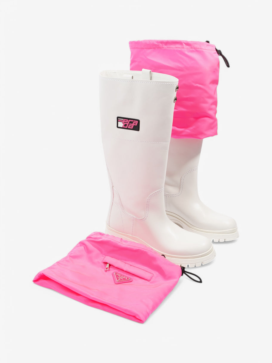 Prada Rain Boots White  / Pink Leather EU 39 UK 6 Image 8