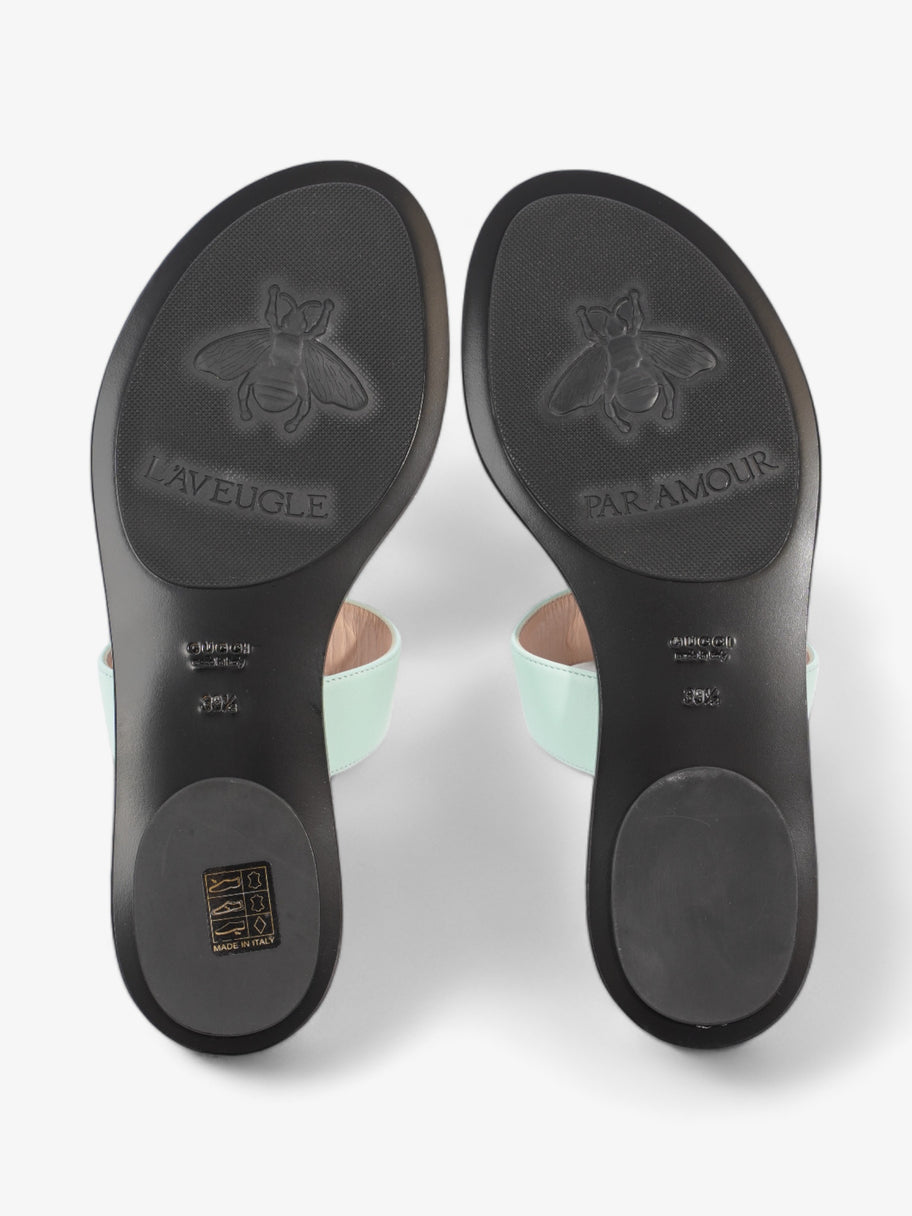 Gucci GG Marmont Thong Sandals Turquoise  / Black Calfskin Leather EU 39.5 UK 6.5 Image 7