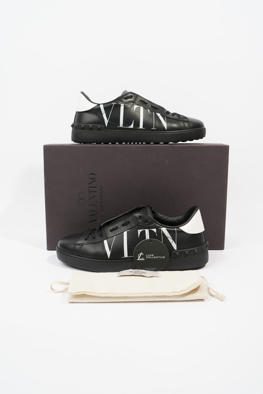 Valentino Open VLTN Sneaker Black / White Tab Leather EU 40 UK 6 Image 9