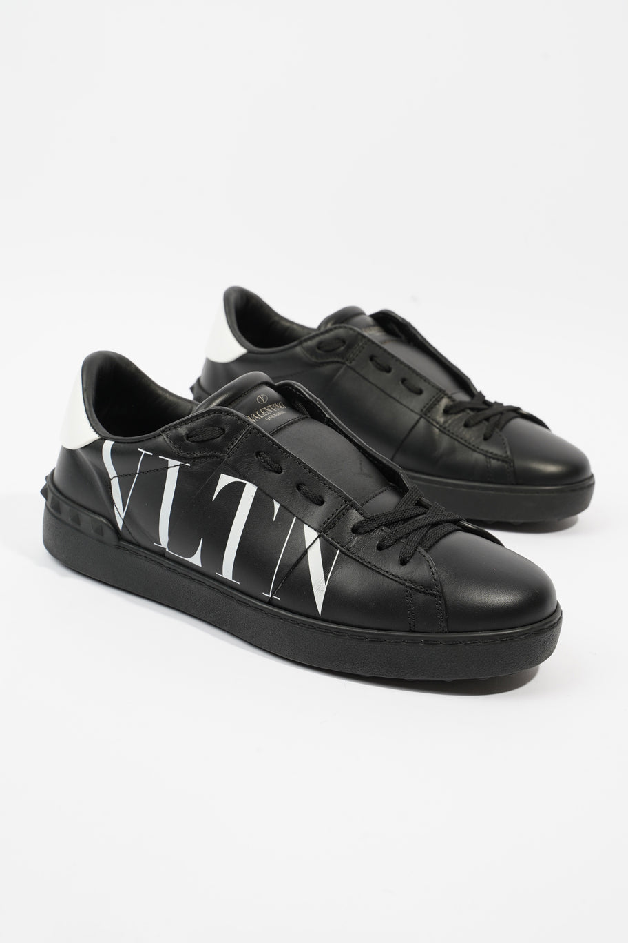 Valentino Open VLTN Sneaker Black / White Tab Leather EU 40 UK 6 Image 2