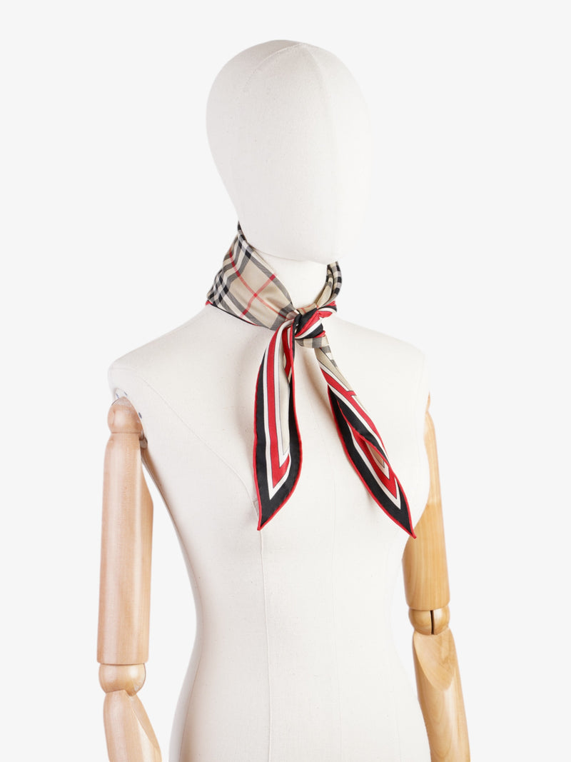  Burberry Vintage Check Losange Archive Beige / Red Silk