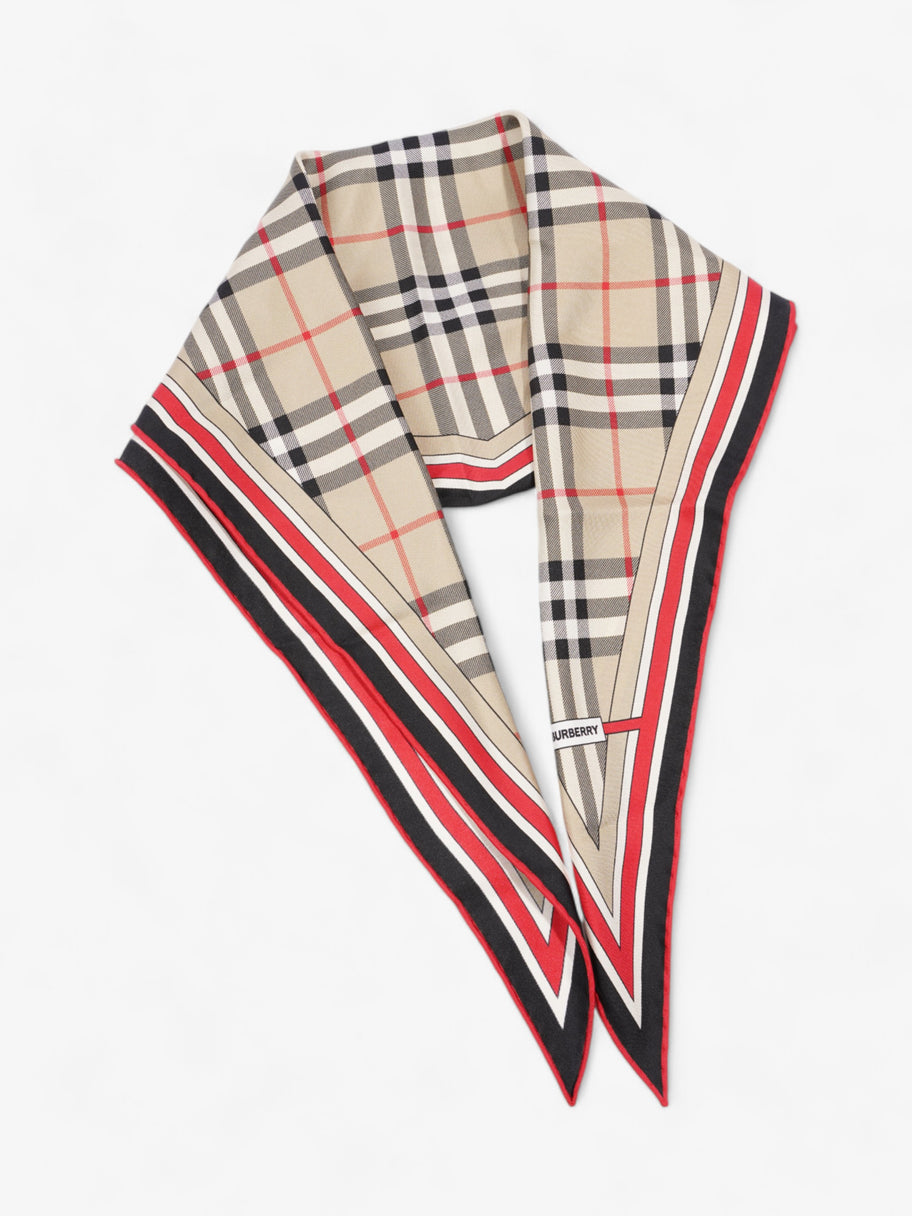 Burberry Vintage Check Losange Archive Beige / Red Silk Image 4