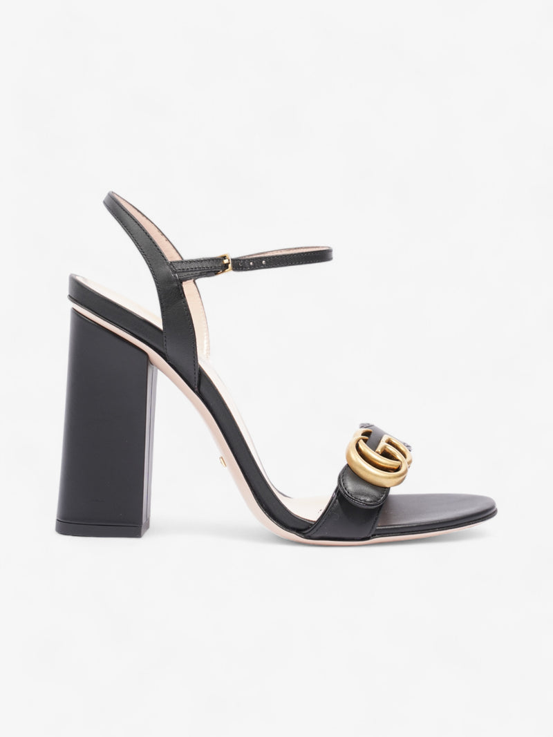  Gucci GG Sandal 90mm Black / Gold Leather EU 40 UK 7