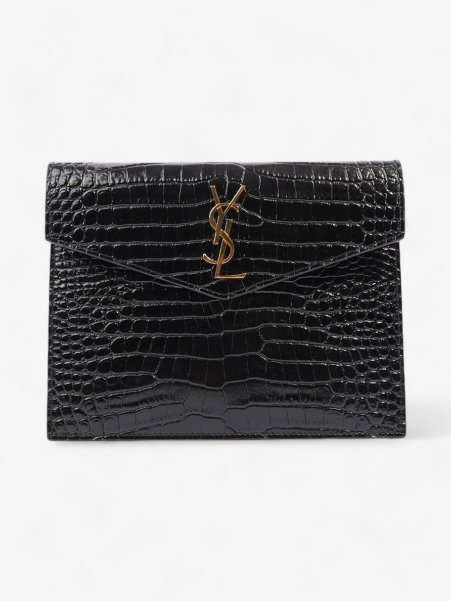 Saint Laurent Uptown Clutch Black Embossed Leather Image 1