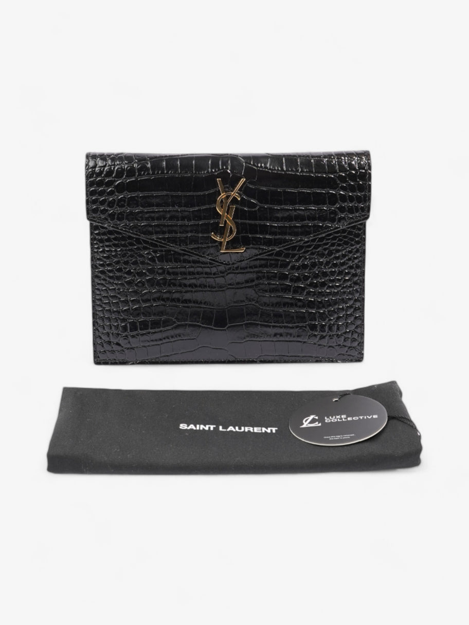 Saint Laurent Uptown Clutch Black Embossed Leather Image 7