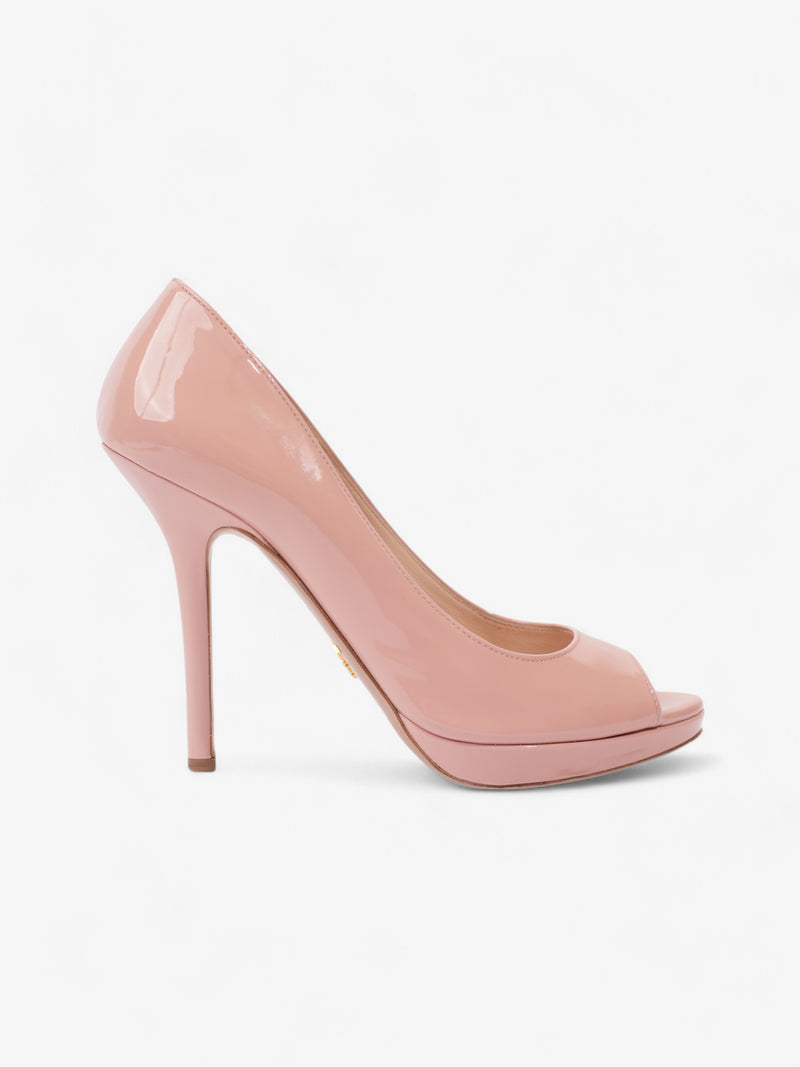  Prada Peep Toe Heels 100 Pink Patent Leather EU 40.5 UK 7.5