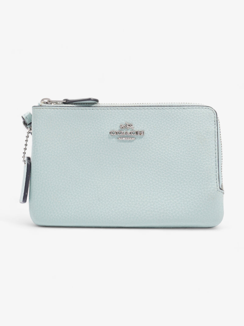  Double Zip Wristlet Turquoise Leather