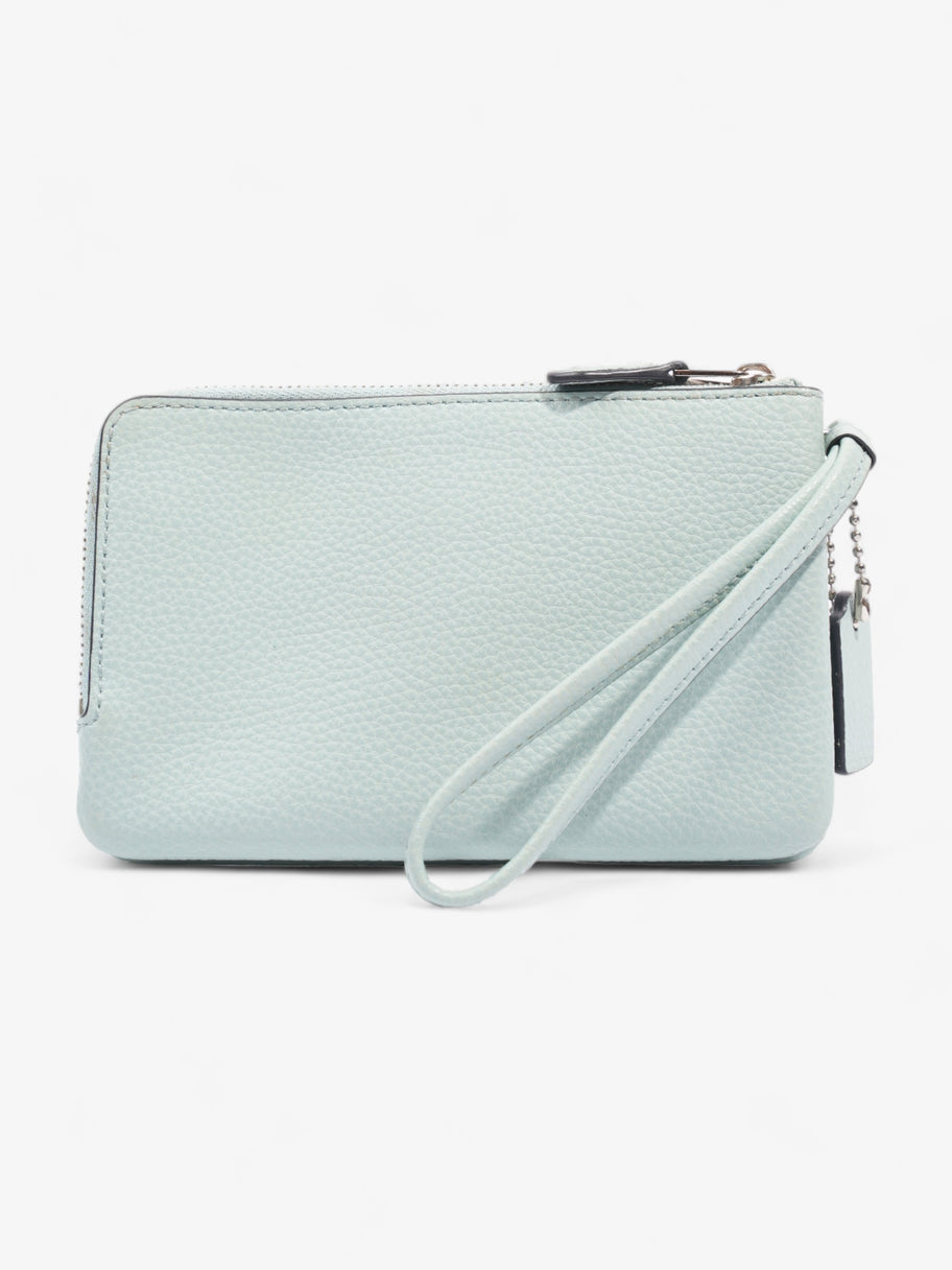 Double Zip Wristlet Turquoise Leather Image 3