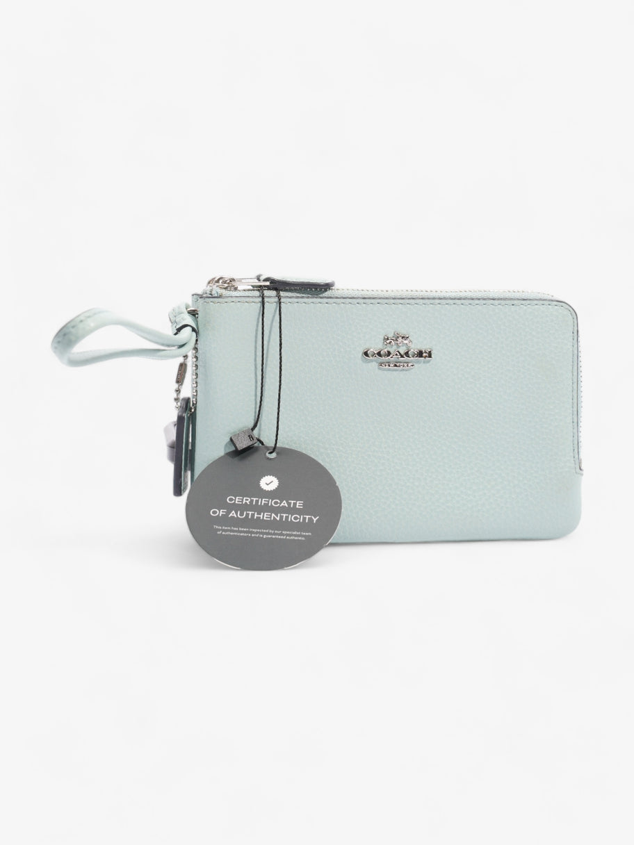 Double Zip Wristlet Turquoise Leather Image 7