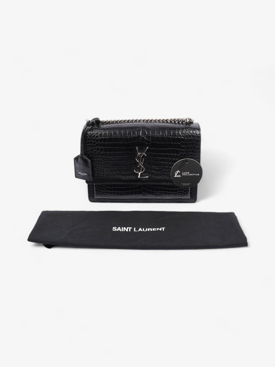 Saint Laurent Sunset Black Embossed Leather Medium Image 9