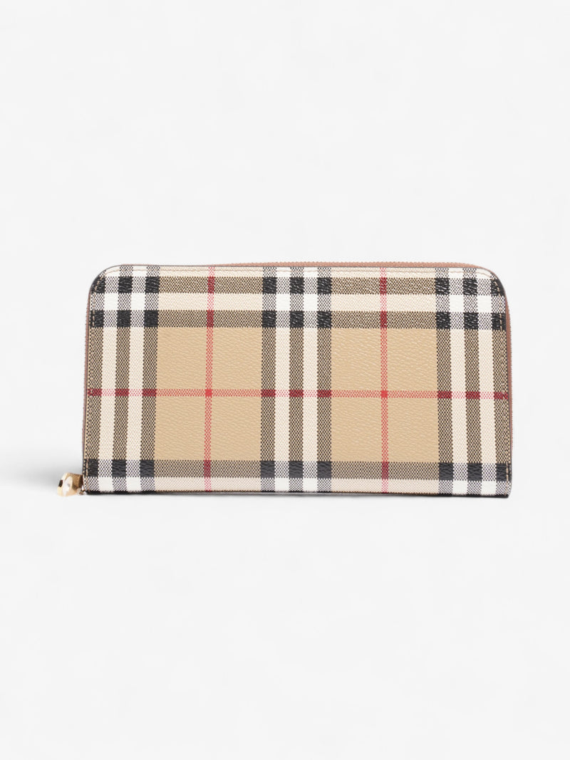  Burberry Zip-Around Wallet Vintage Check Coated Canvas