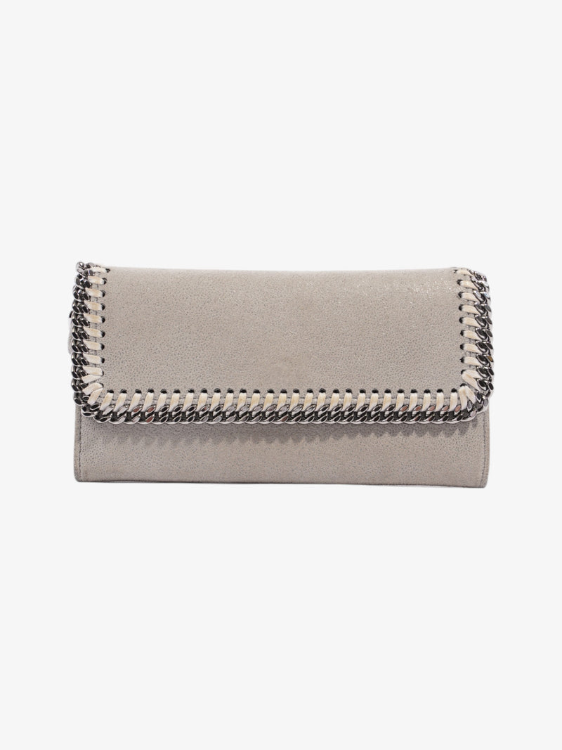  Stella McCartney Falabella Flap Continental Wallet Grey Faux Leather