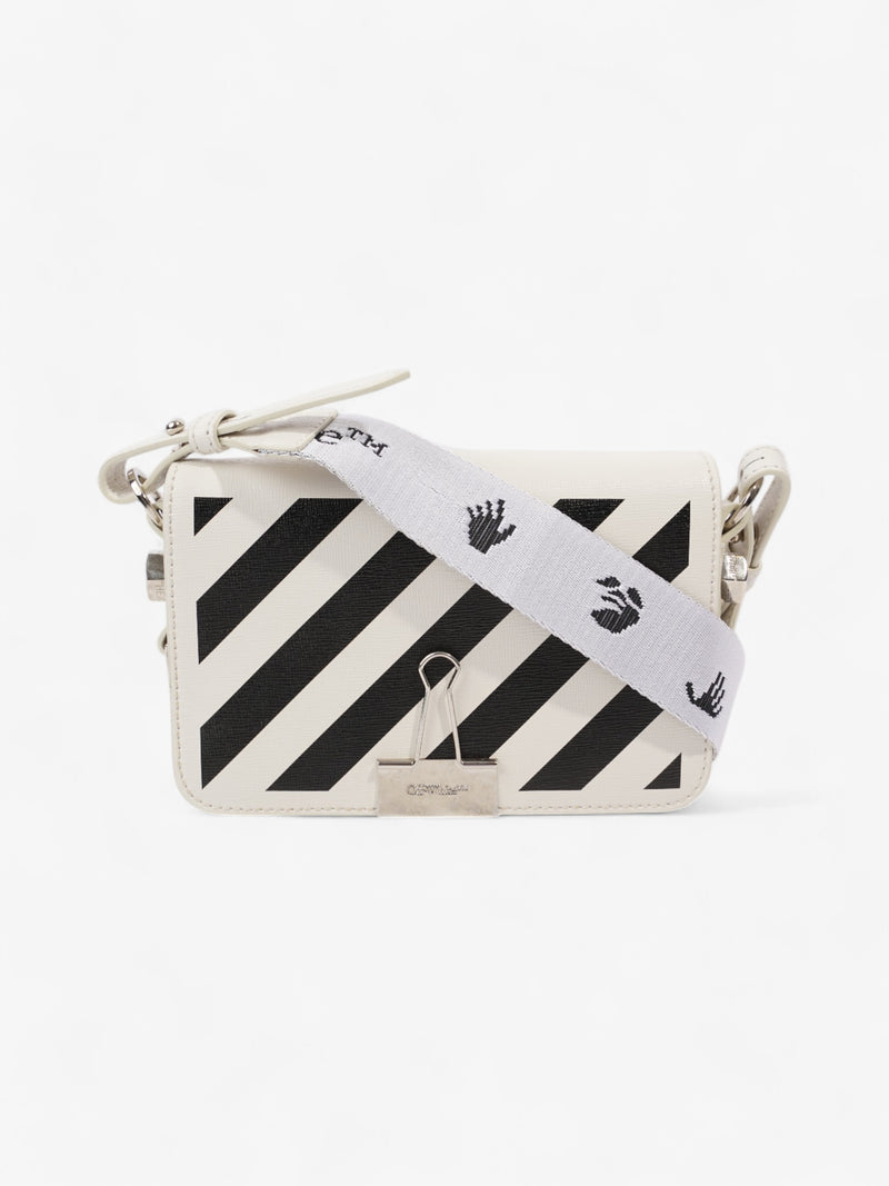  Off White Diag Clip Bag White / Black Leather Mini