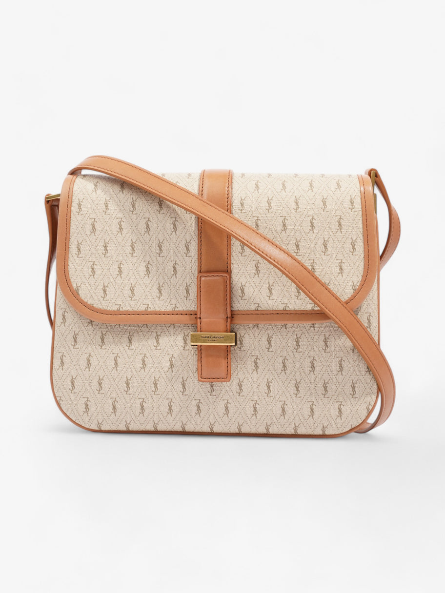 Saint Laurent Monogram Satchel Bag Beige / Brown Canvas Image 1