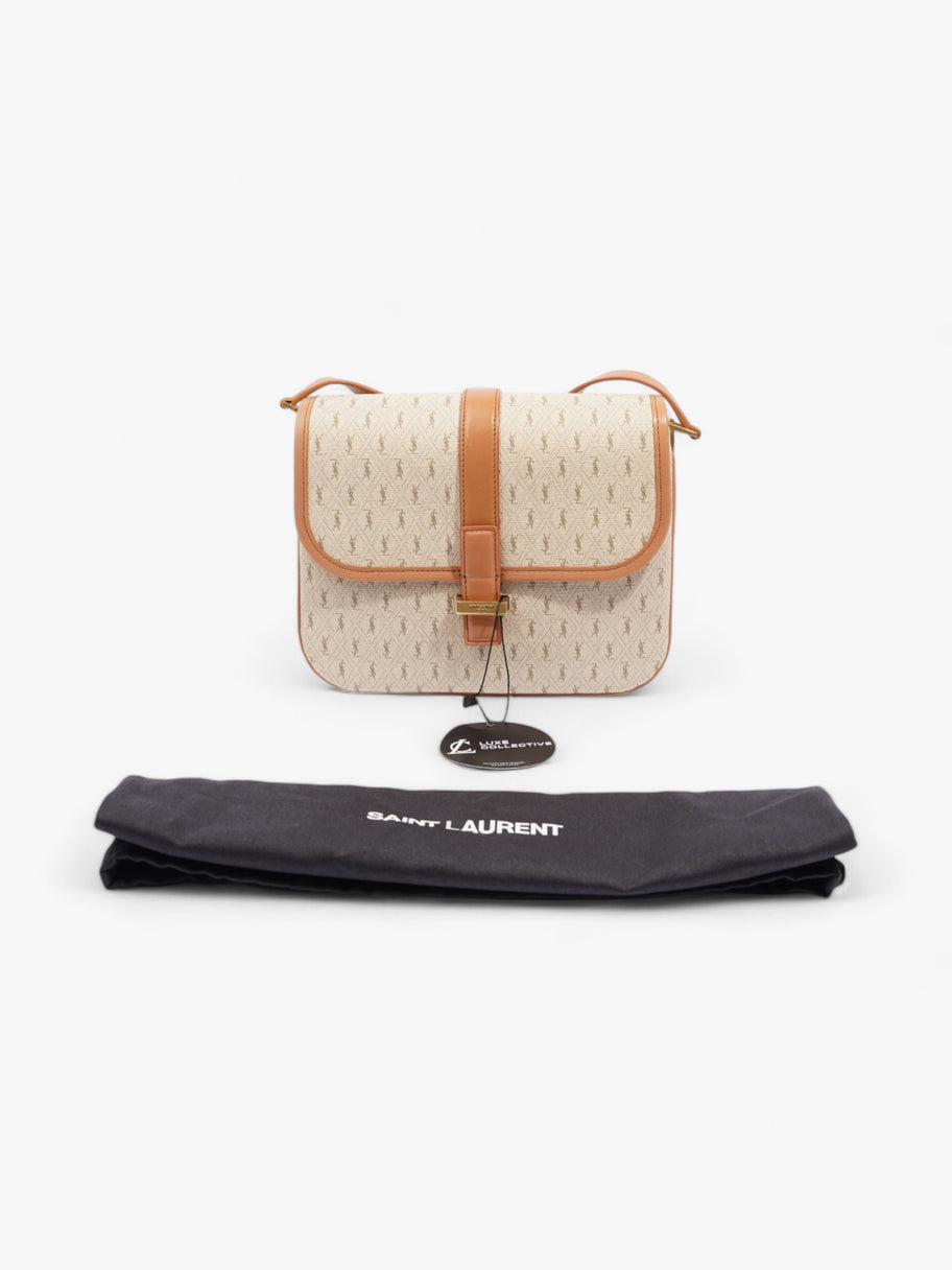 Saint Laurent Monogram Satchel Bag Beige / Brown Canvas Image 9