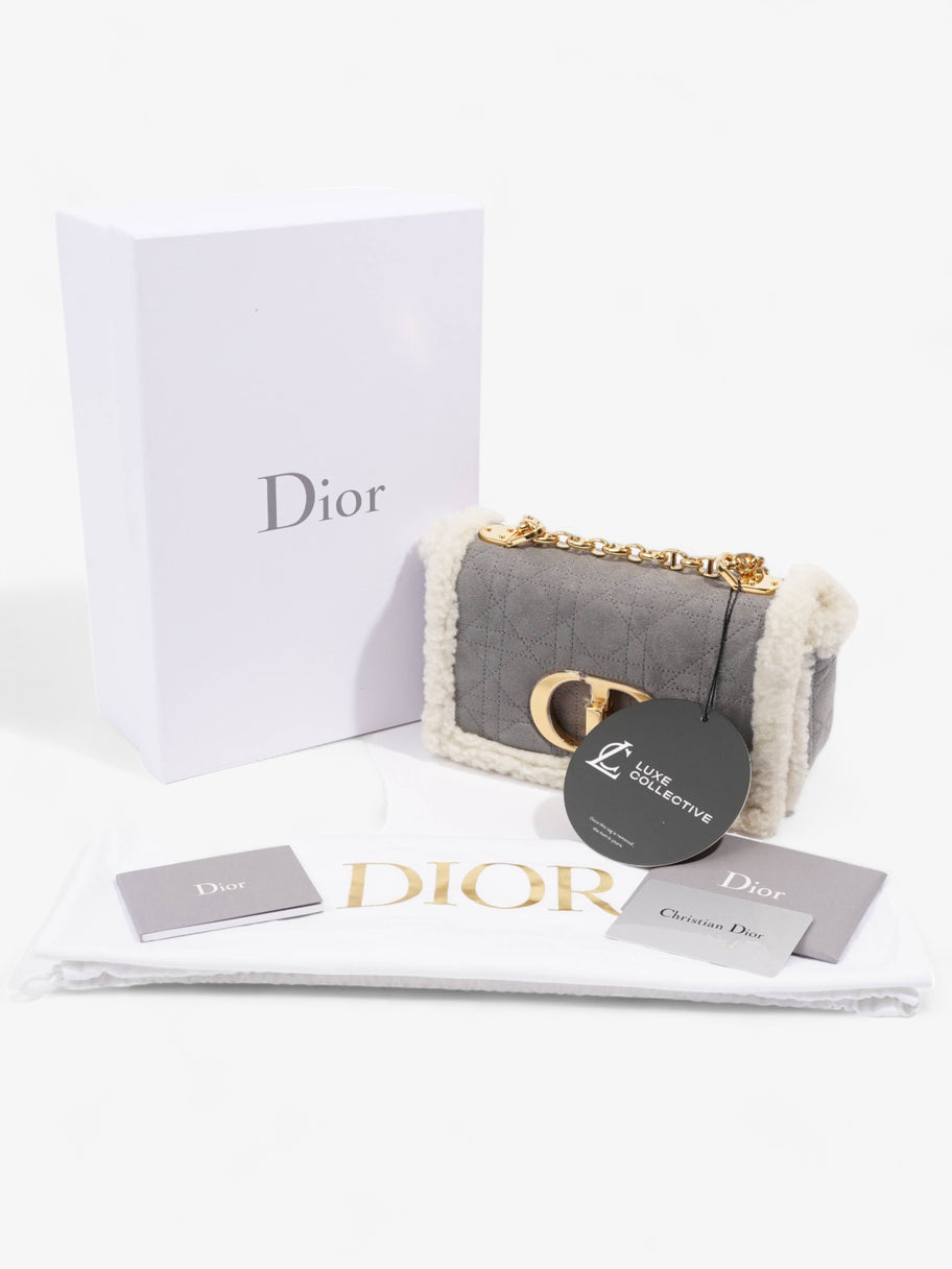 Christian Dior Small Caro Grey / Cream Shearling Image 11