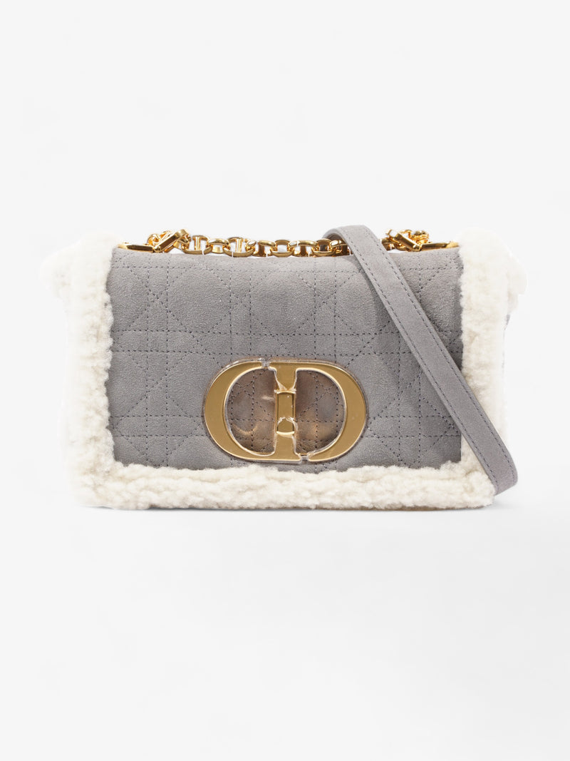  Christian Dior Small Caro Grey / Cream Shearling