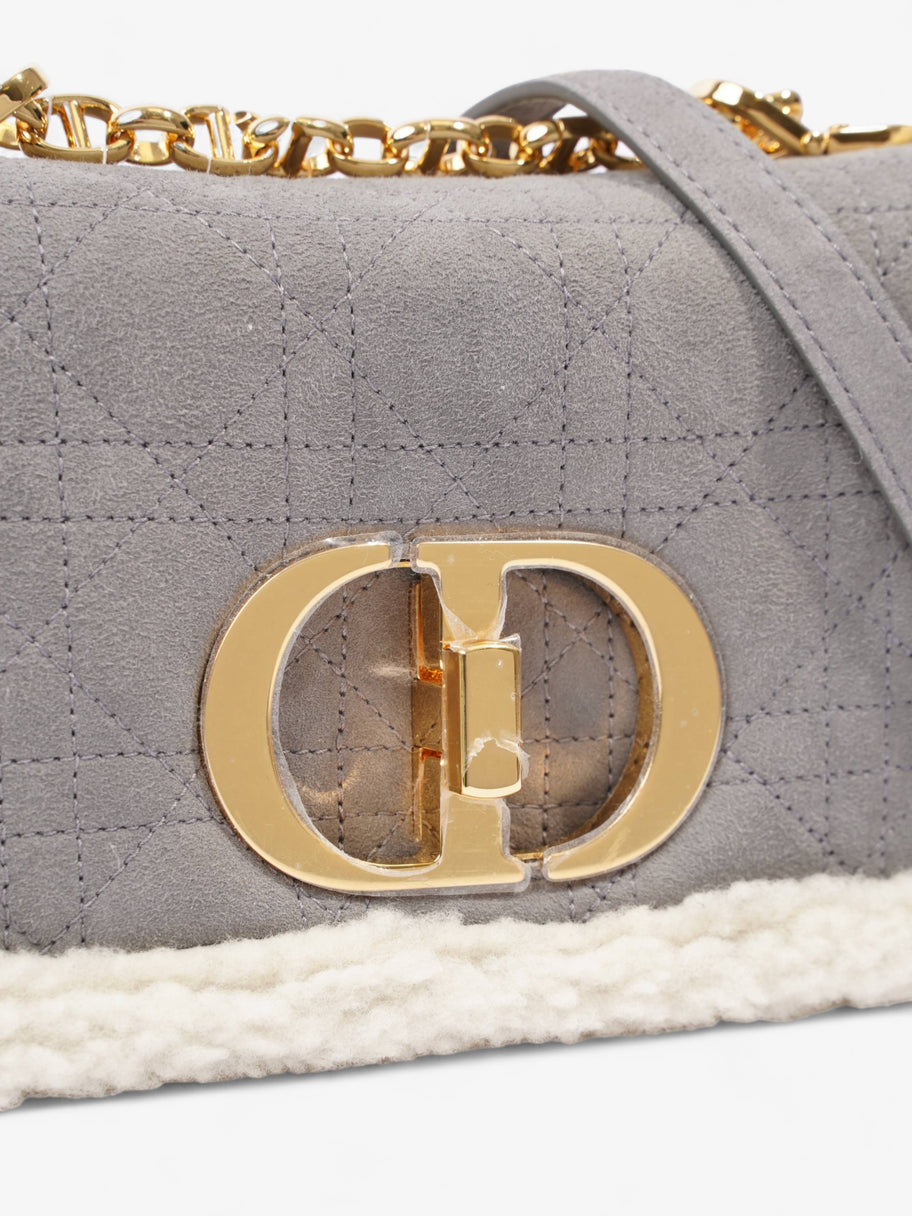 Christian Dior Small Caro Grey / Cream Shearling Image 3