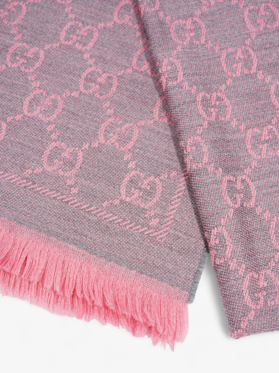 Gucci Jacquard GG Supreme Scarf Grey / Pink Wood 48cm x 180cm Image 2