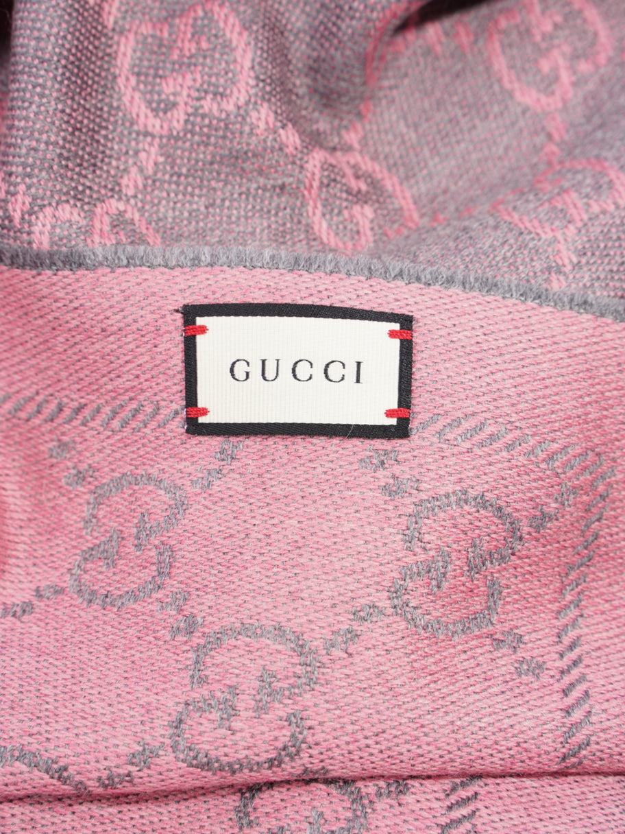 Gucci Jacquard GG Supreme Scarf Grey / Pink Wood 48cm x 180cm Image 3