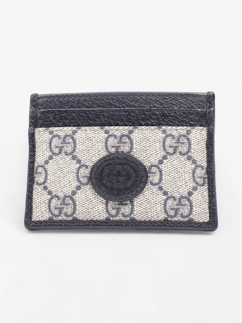  Gucci Card Holder Beige And Navy GG Supreme Coated Canvas