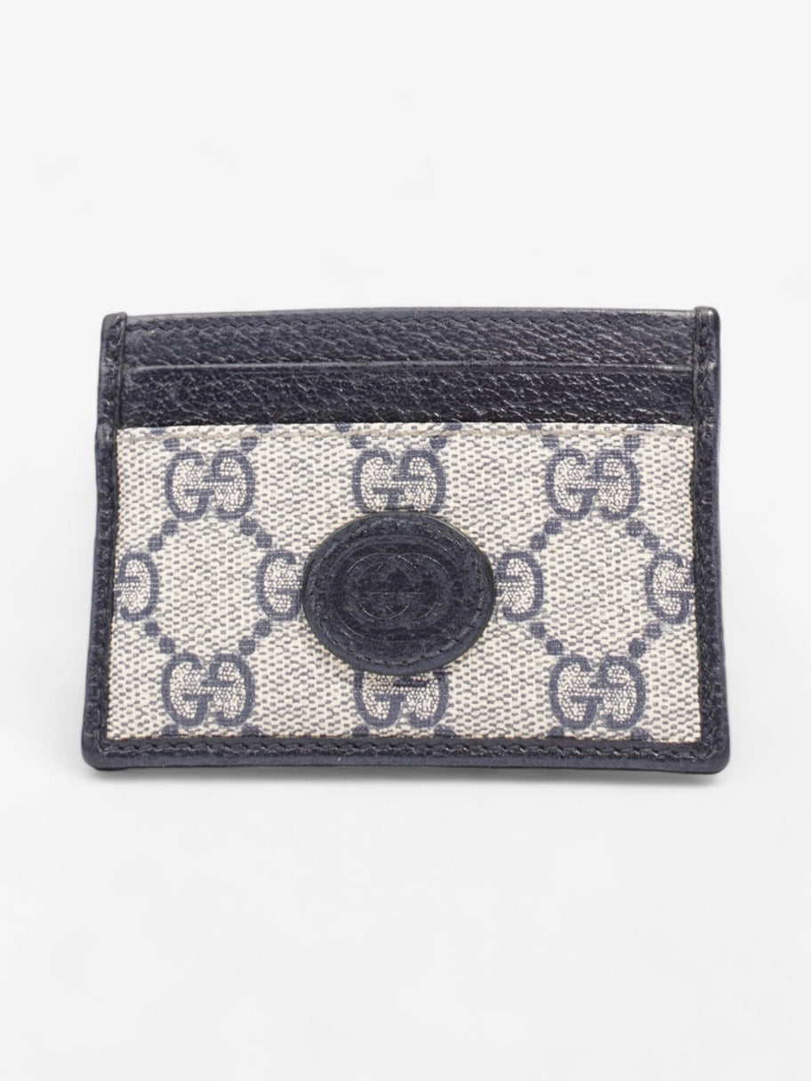 Gucci Card Holder Beige And Navy GG Supreme Coated Canvas Image 1