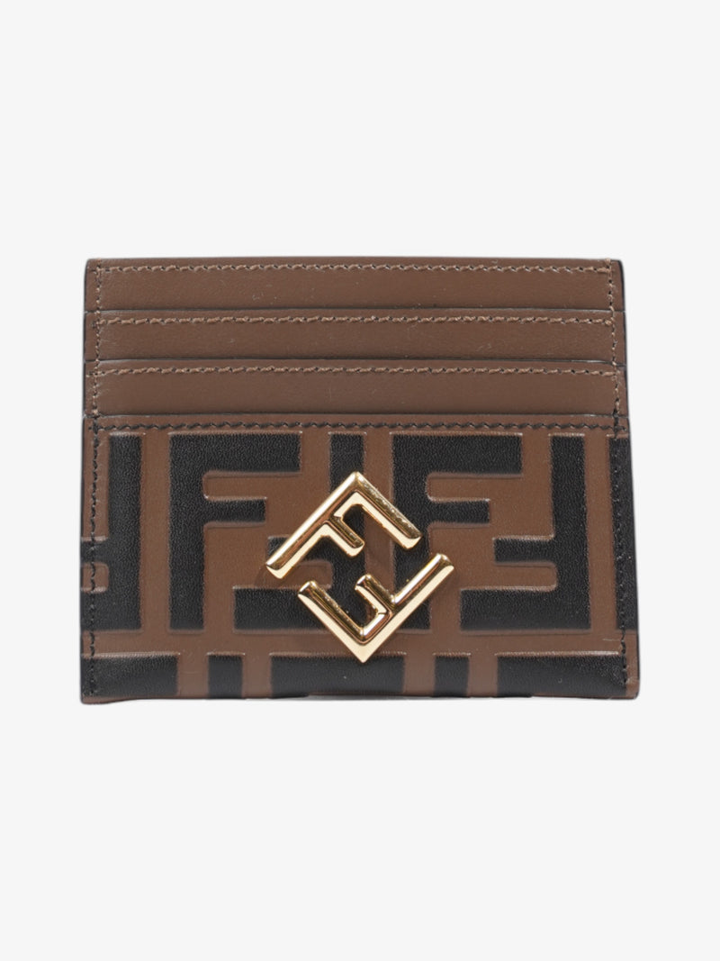  Fendi FF Card Holder Brown / Black Leather