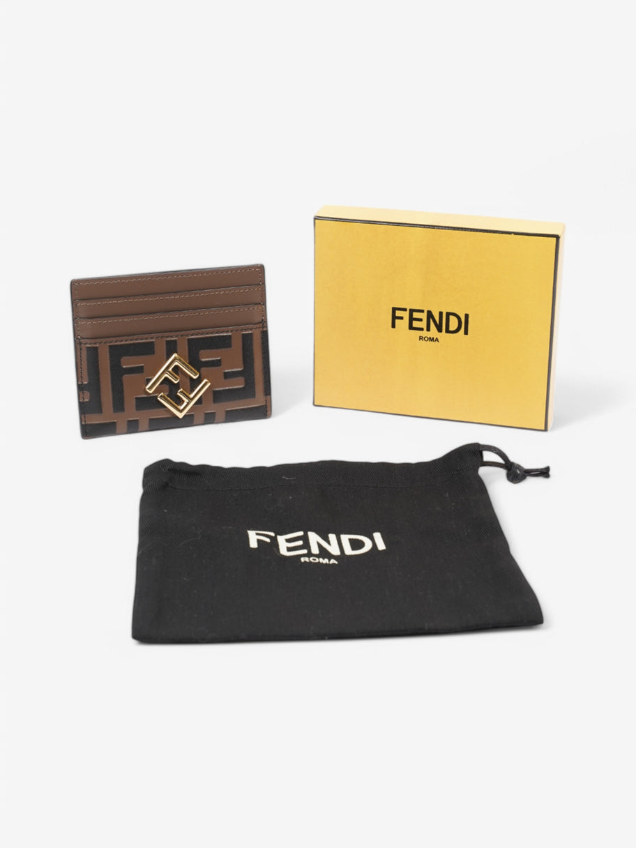 Fendi FF Card Holder Brown / Black Leather Image 6