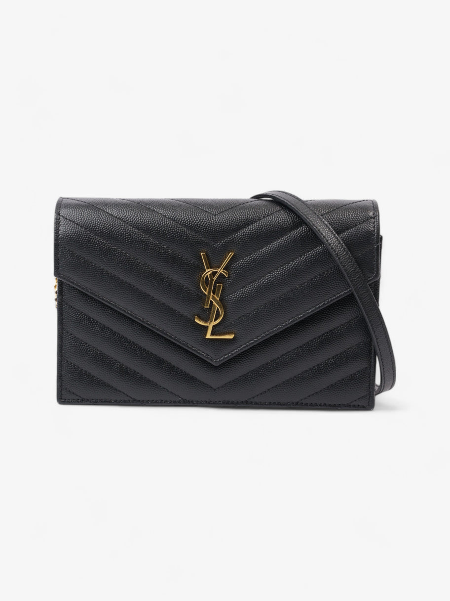 Saint Laurent Cassandre Chain Wallet Black Calfskin Leather Image 1