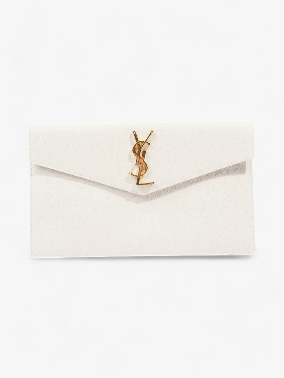 Saint Laurent Uptown Clutch White Grained Leather Medium Image 1