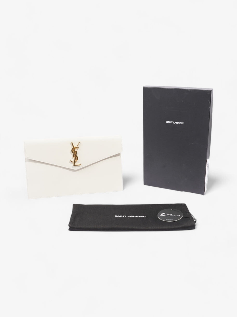 Saint Laurent Uptown Clutch White Grained Leather Medium Image 7